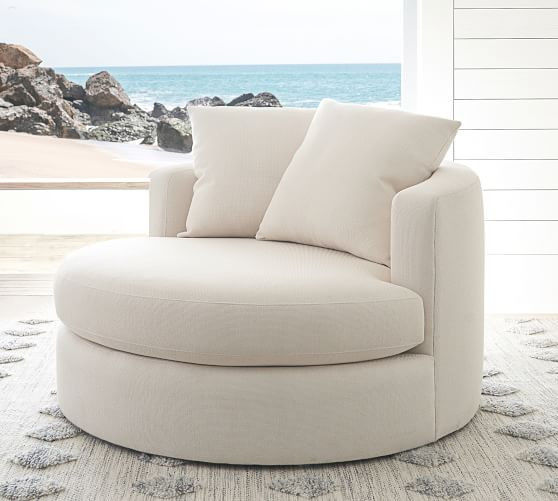 Balboa Upholstered Swivel Armchair | Pottery Barn (US)