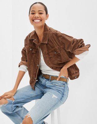 AE '90s Boyfriend Oversized Corduroy Jacket | American Eagle Outfitters (US & CA)