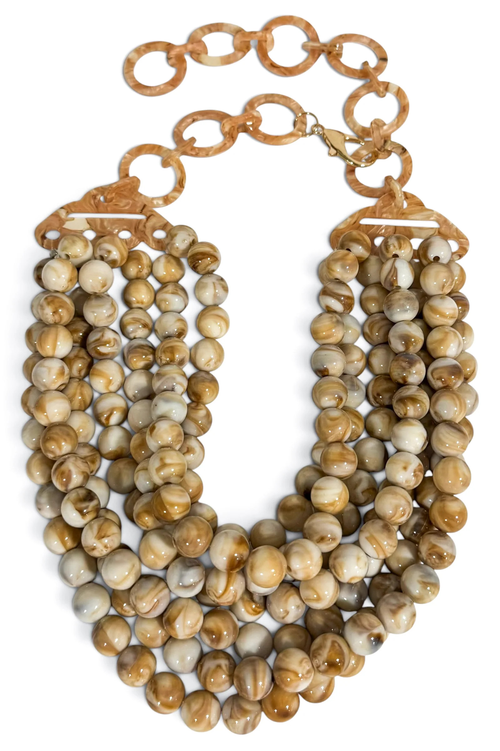 TWT® Laura Beige Smooth Bead 7 Strand Necklace | The Willow Tree