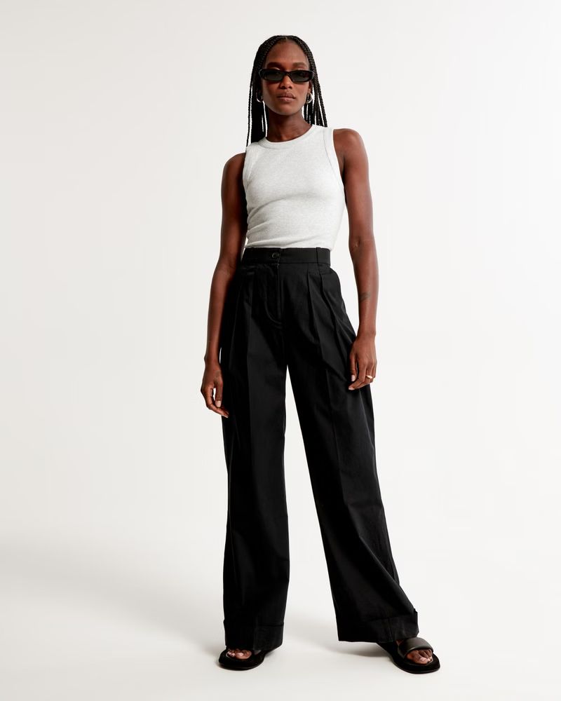 Poplin Tailored Ultra Wide-Leg Pant | Abercrombie & Fitch (US)