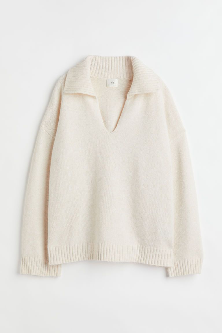 H & M - Collared Sweater - Beige | H&M (US + CA)