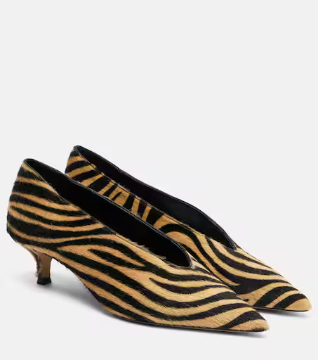 Babouche 40 zebra-print calf hair pumps | Mytheresa (UK)