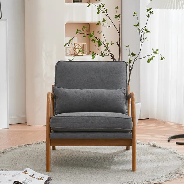 Mid Century Modern Upholstered Accent Chair - Dark Grey Linen | Bed Bath & Beyond