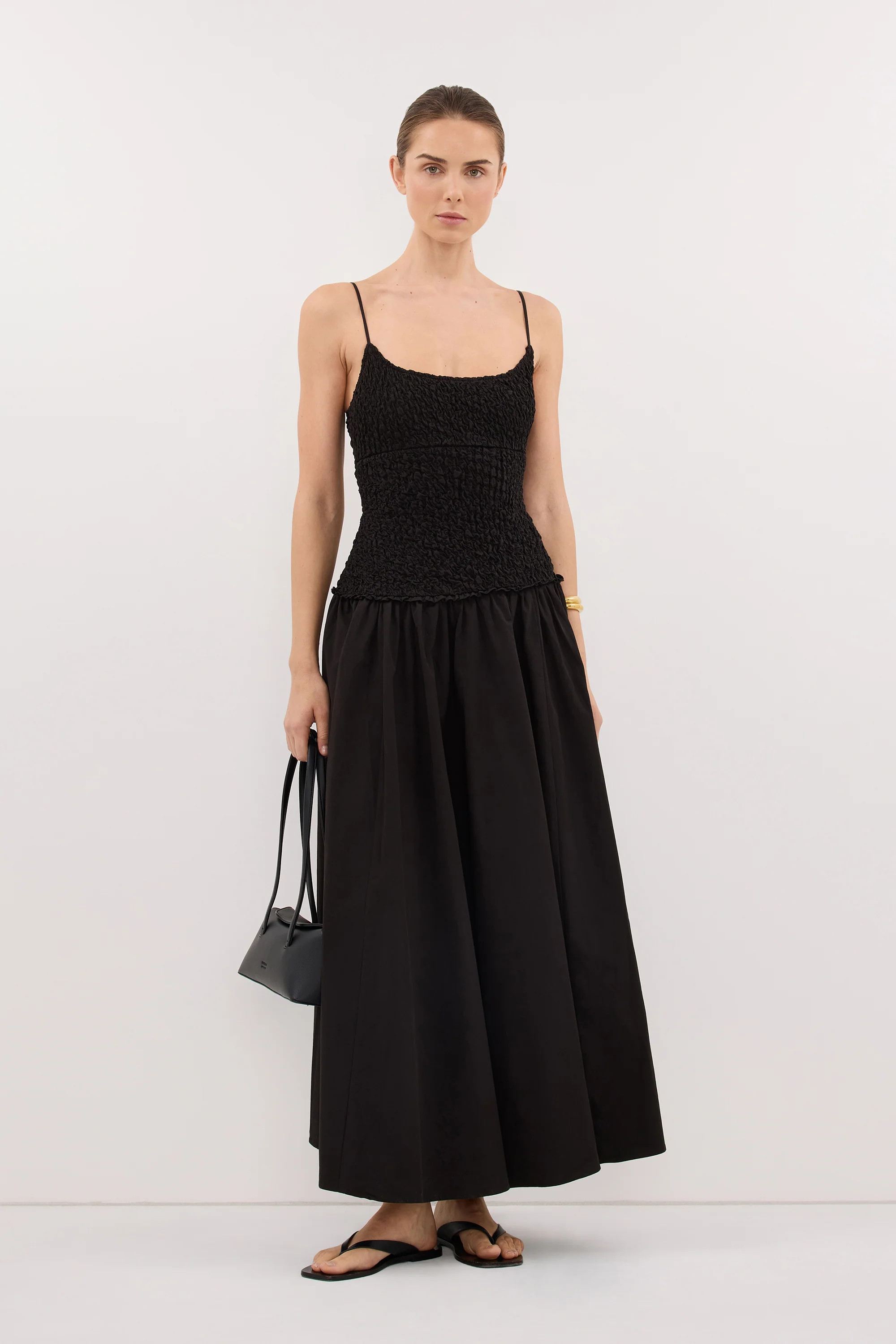 IZAIAH BLACK POPLIN DRESS | DISSH