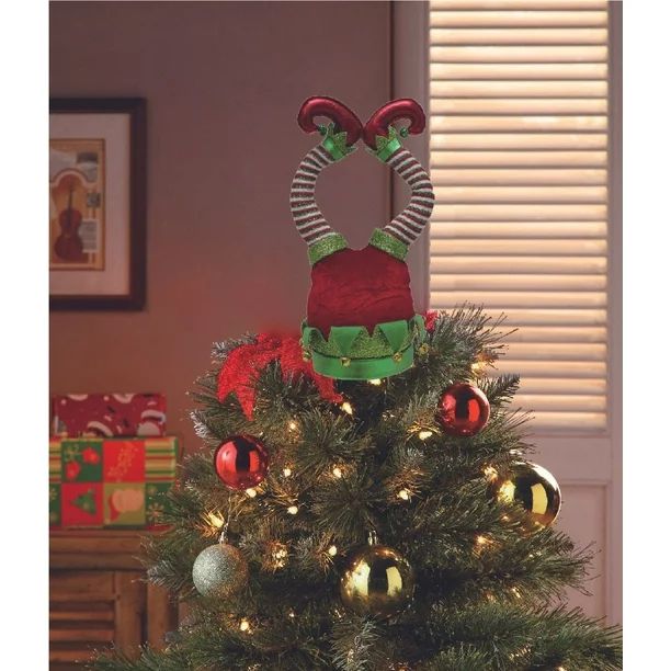 Holiday Time Nose Dive Elf Tree Topper, decoration for Christmas tree, Red - Walmart.com | Walmart (US)