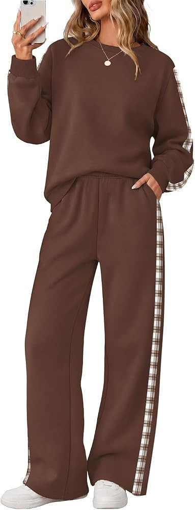 WIHOLL Sweatsuits Women 2 Piece Sets 2026 Wide Leg Pant Matching Sets Womens Clothing | Amazon (US)