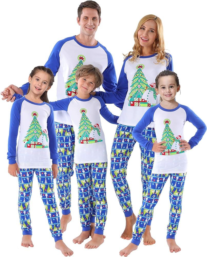 Family Matching Pajamas Christmas Jammies Clothes Cotton Holiday Nightwear Sleepwear Sets Long Sl... | Amazon (US)