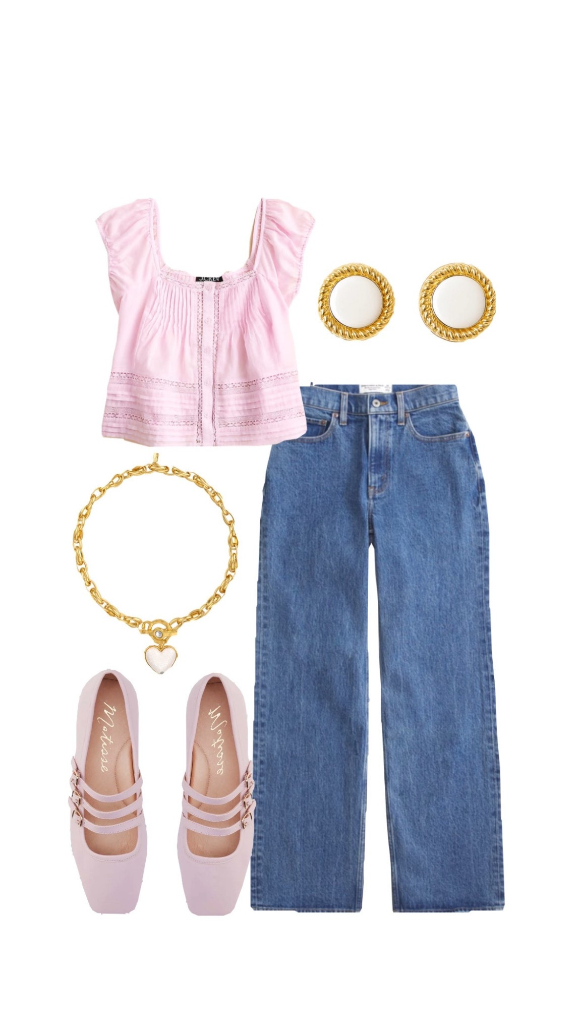 classy outfits, women’s cute outfits, brunch outfit inspo, jeans, wid leg jeans, pink blouse, gold jewelry 

#LTKU #LTKOver40