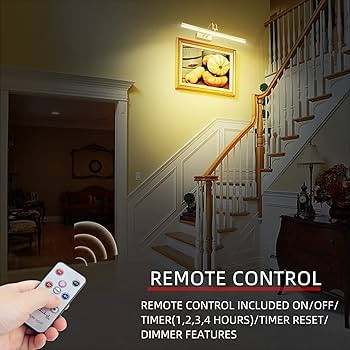 RAIFOOLLY Picture Light, 16in Battery Operated Picture Lights for Paintings,Metal Remote Control ... | Amazon (US)