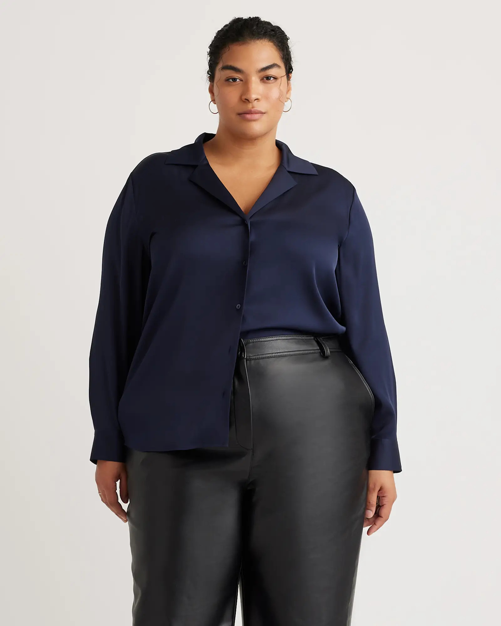 Washable Stretch Silk Notch Collar Blouse | Quince