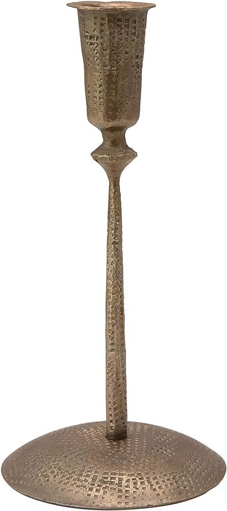 Creative Co-Op Hand-Forged Hammered Metal Taper, Antique Brass Finish Candle Holder | Amazon (US)