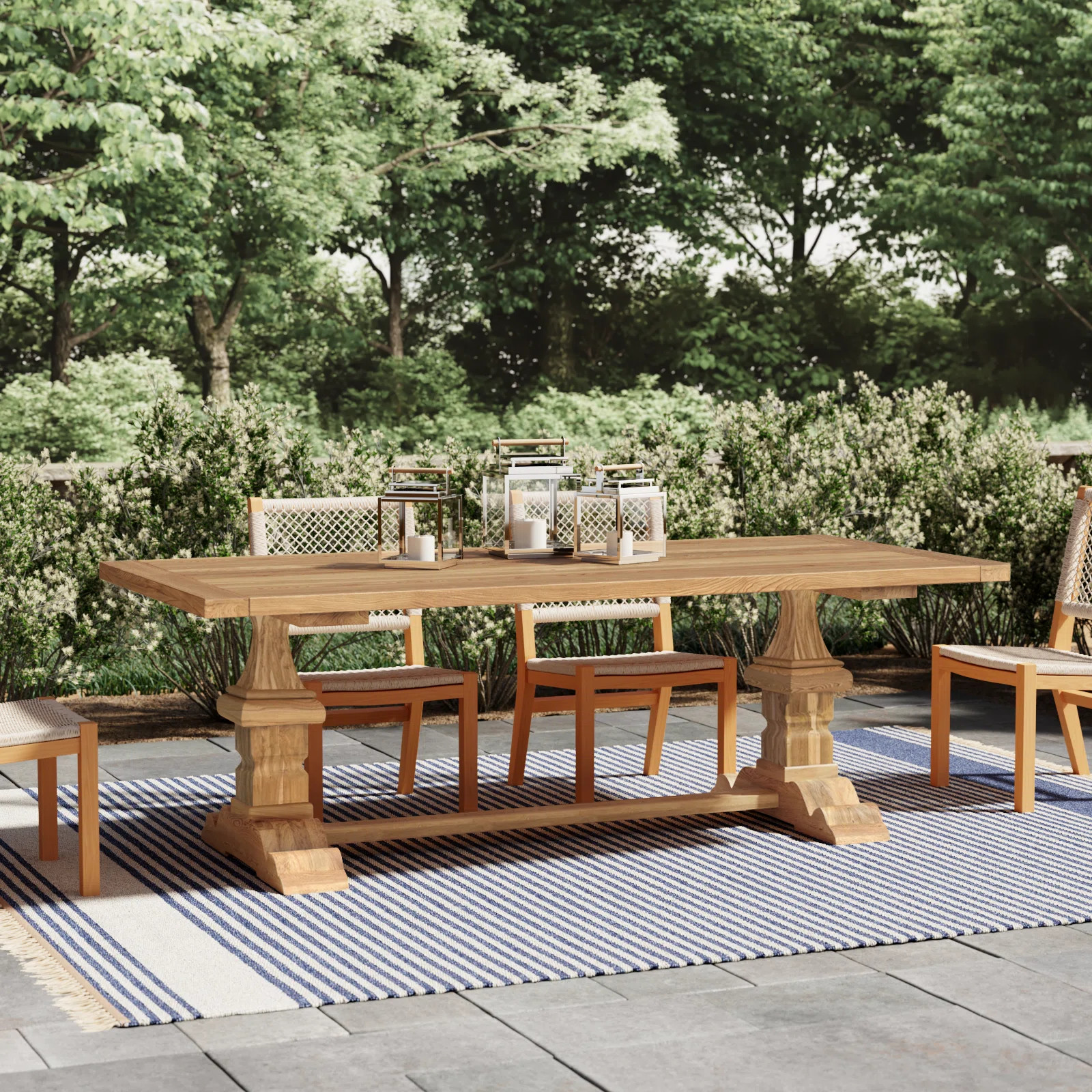 Kinzer Rectangular Teak Outdoor Dining Table , 86.6'' in. W 40'' in. D | Wayfair North America