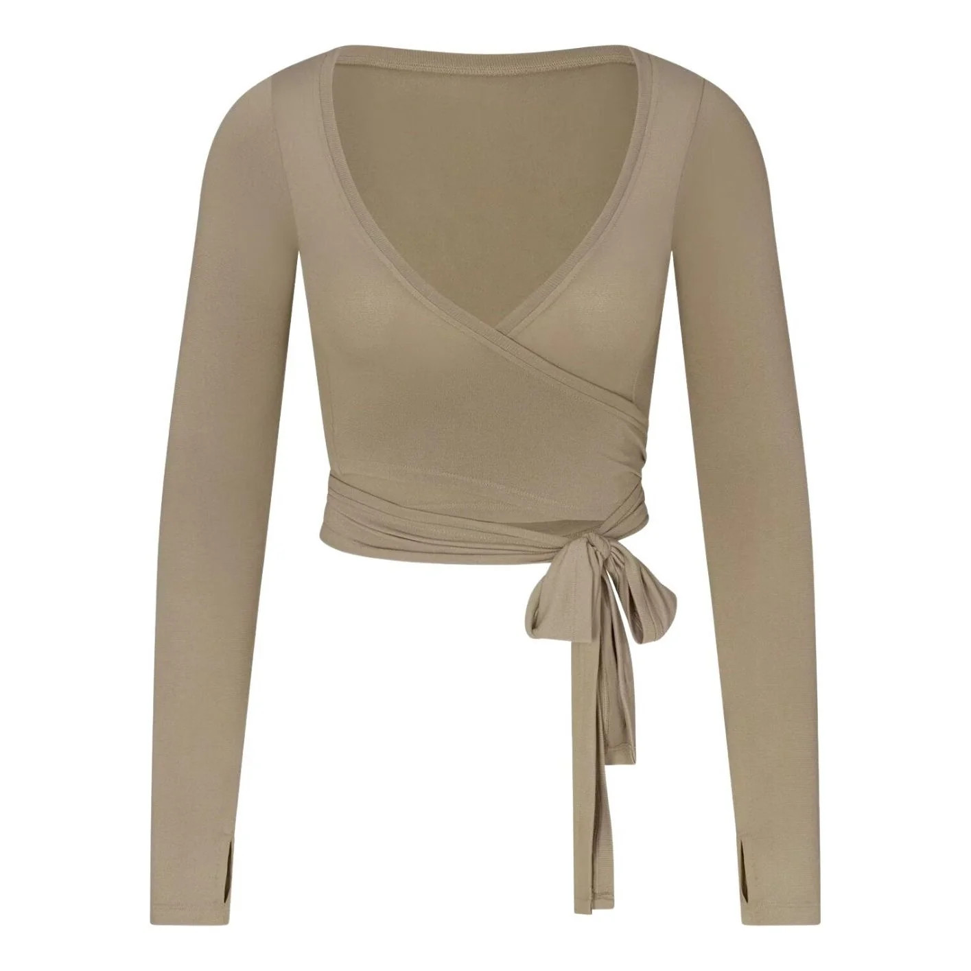 (WMNS) Nike x SKIMS Stretch Knit Wrap Long Sleeve Cropped Top 'Dune' LSLSL10088W-DNE | KICKS CREW
