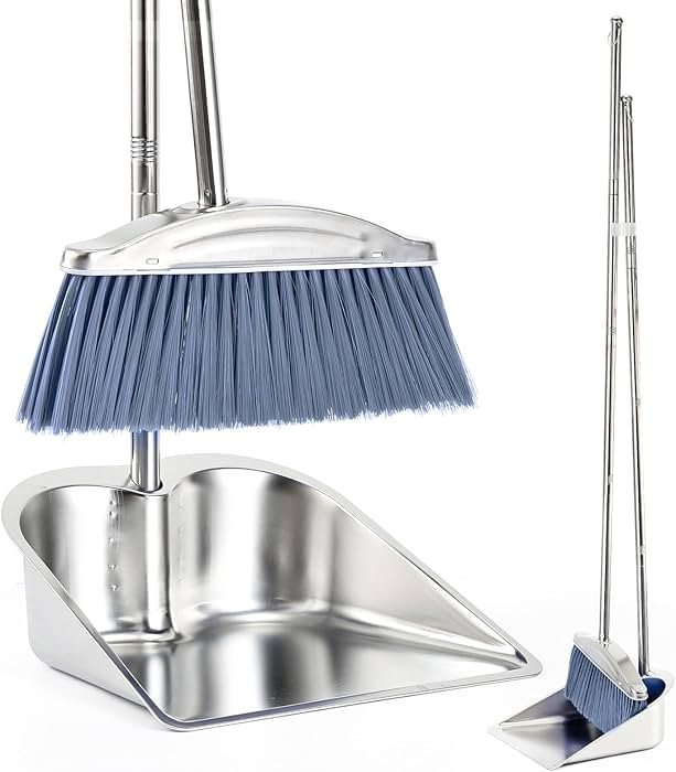 VOOWO Broom with Dustpan Combo Set, 46" Stainless Steel Broom and Dustpan Set for Home, Heavy Dut... | Amazon (US)