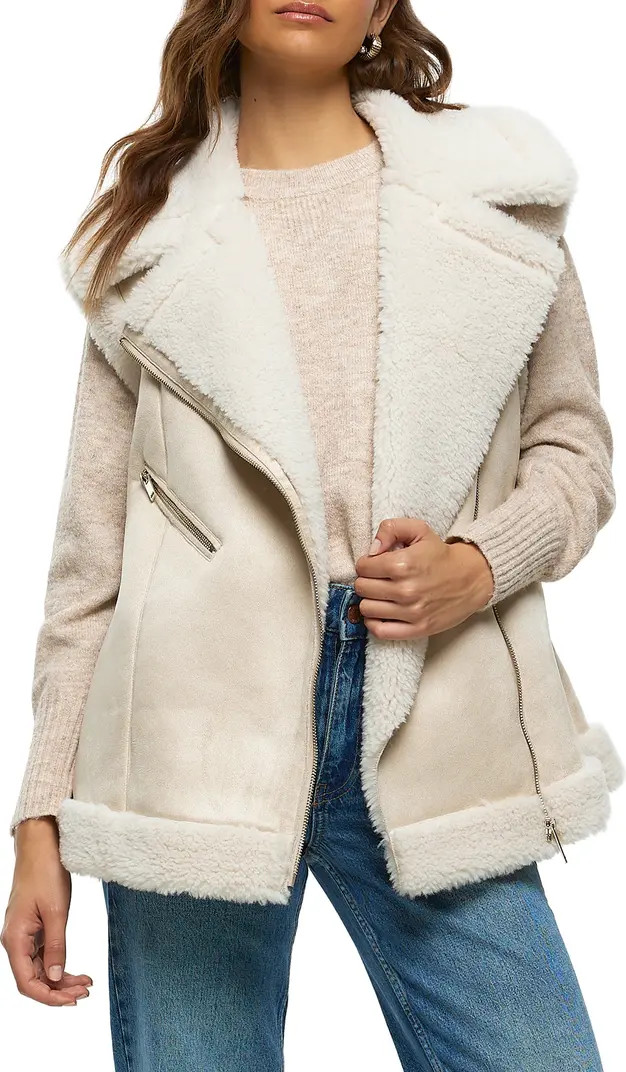 River Island Faux Suede & Faux Shearling Vest | Nordstrom | Nordstrom