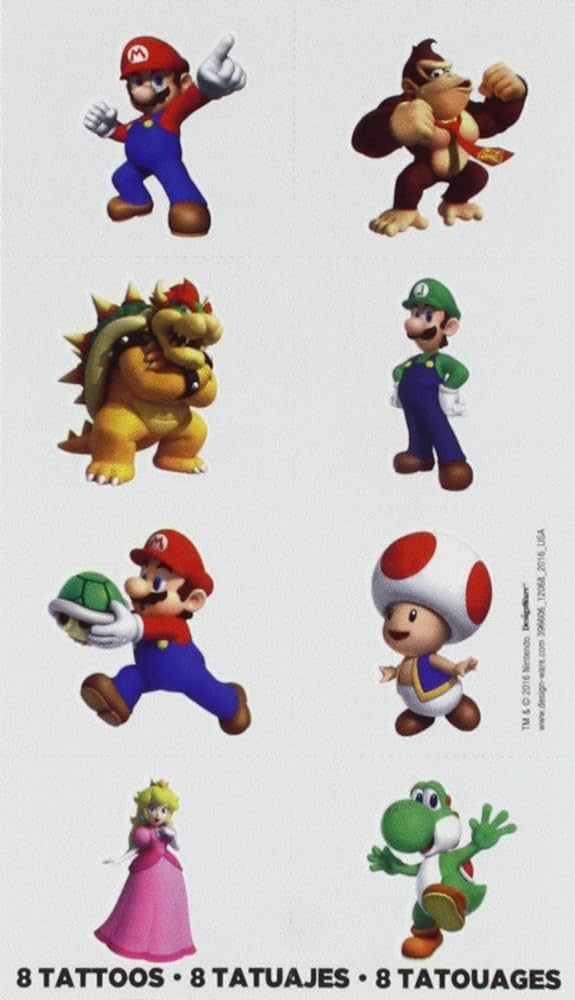 amscan Super Mario Brothers Tattoos, Party Favor | Amazon (US)