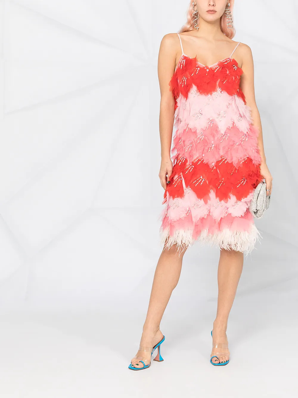 PUCCI Feather mid-length Shift Dress - Farfetch | Farfetch Global