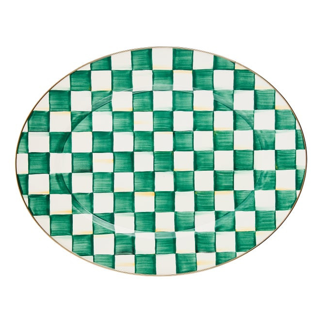 Emerald Check Large Oval Platter | MacKenzie-Childs