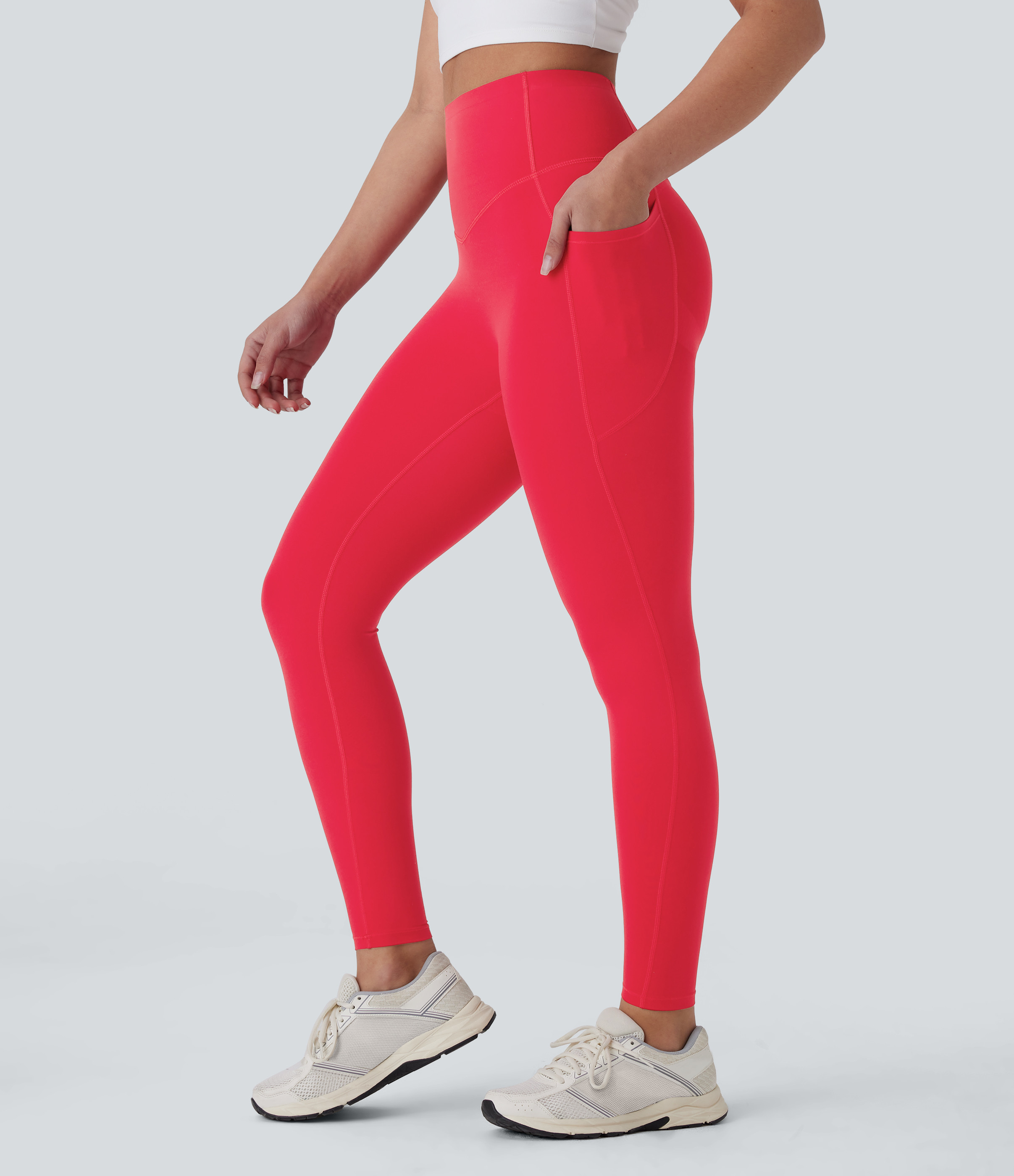 Halara Halara UltraSculpt™ SoCinched High Waisted Butt Lifting Tummy Control Pocket Shaping Workout Leggings - Aura Orange - XS(full_length) | HALARA