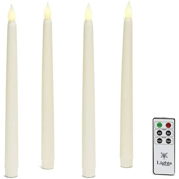 LampLust Ivory Flameless Taper Candles - 10 Inch Candlestick, Smooth Wax Finish, Warm White LEDs,... | Walmart (US)
