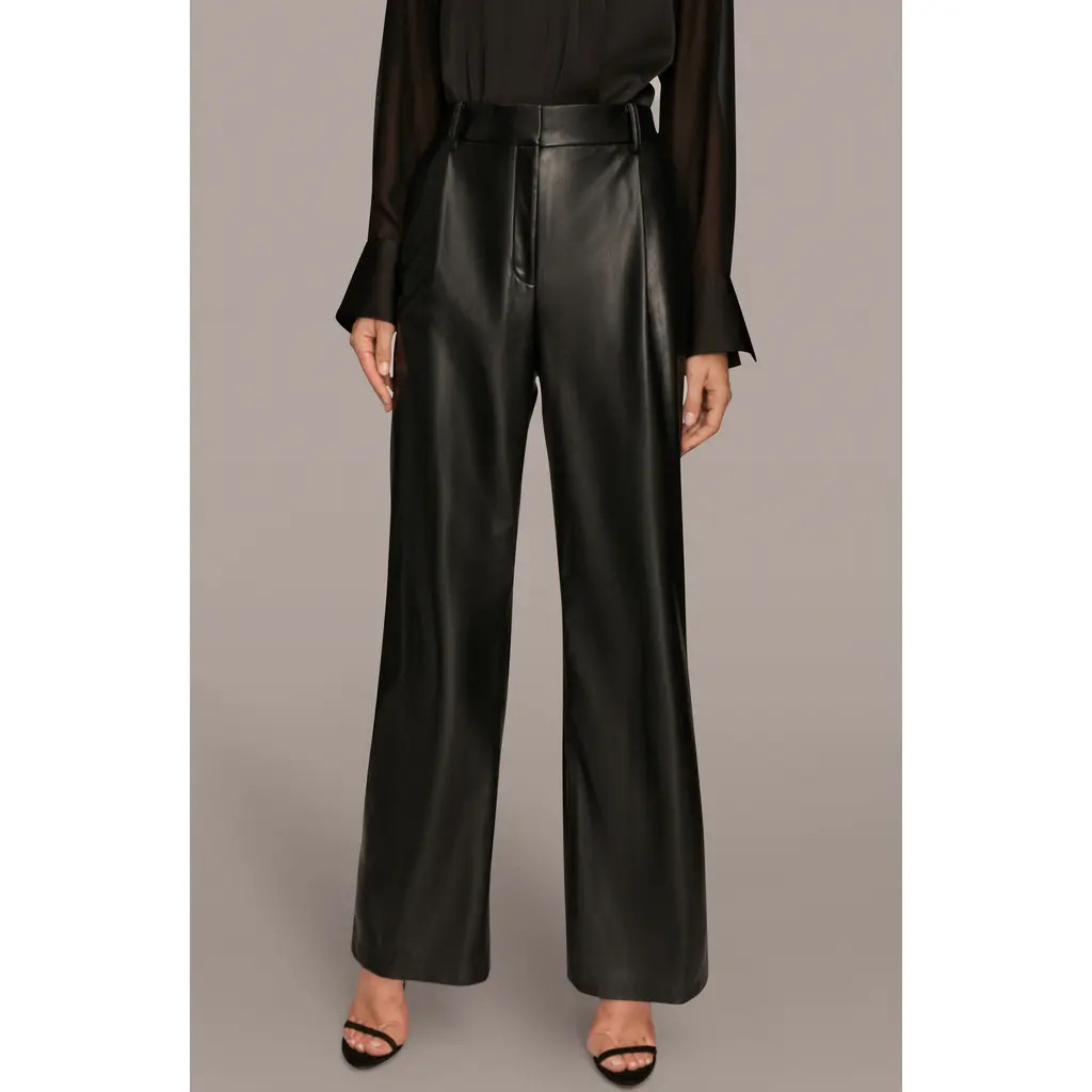 Donna Karan New York Faux Leather Straight Leg Pants in Black at Nordstrom, Size 2 | Nordstrom