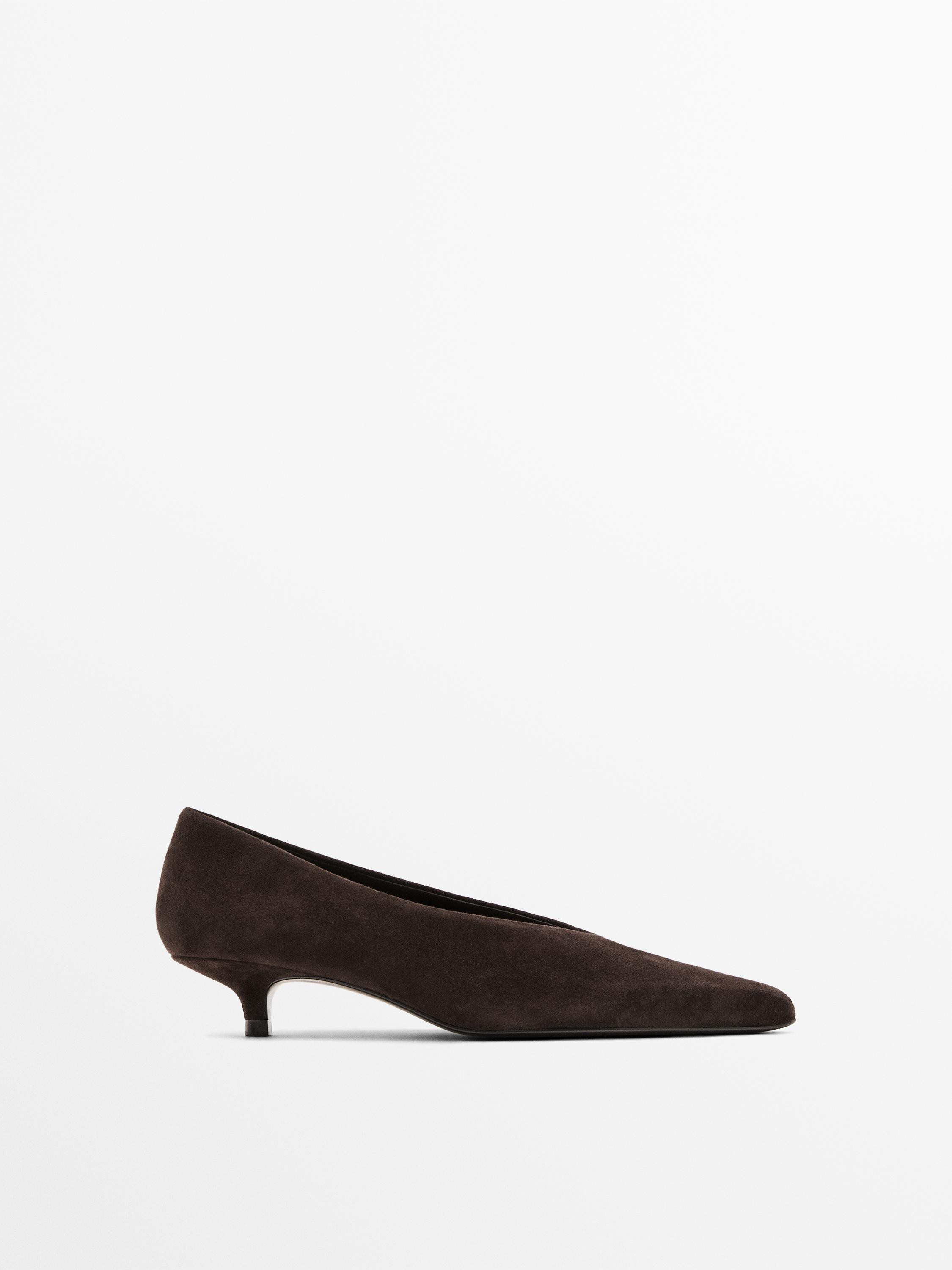 Soft suede high-heel court shoes | Massimo Dutti US