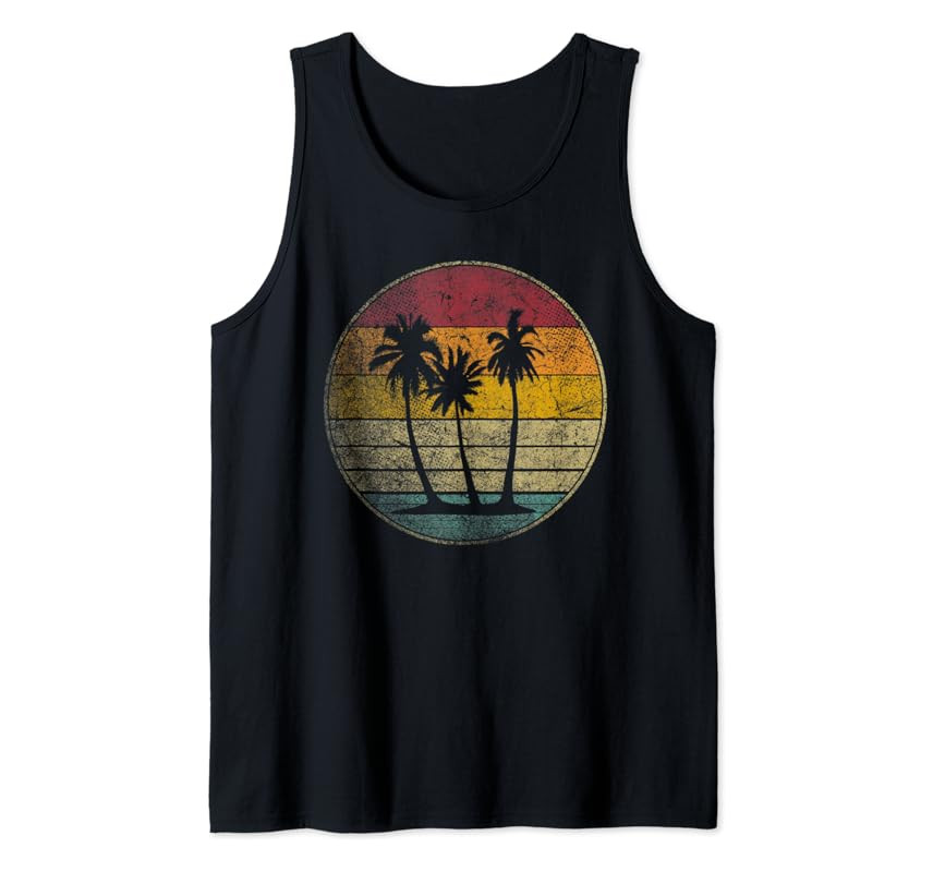 Palm Tree Shirt Tropical Beach Vintage Retro Style 70s 80s Tank Top | Amazon (US)