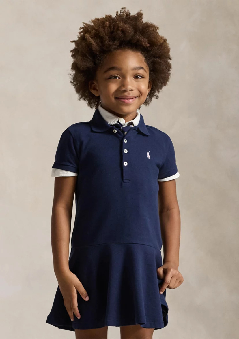 Girls 2-6x Stretch Cotton Mesh Polo Dress | Belk