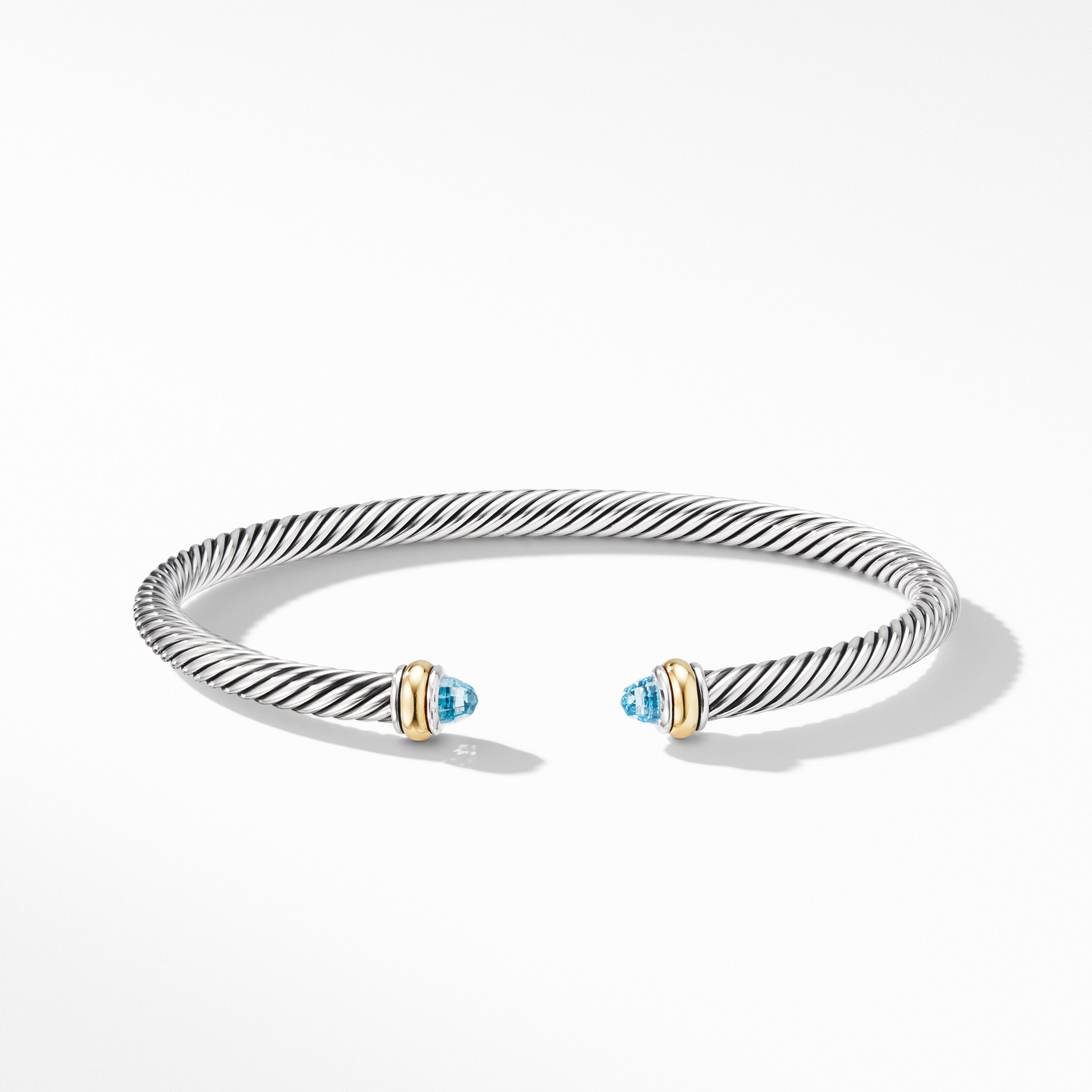 Cable Classics Bracelet in Sterling Silver with Blue Topaz and 18K Yellow Gold | David Yurman