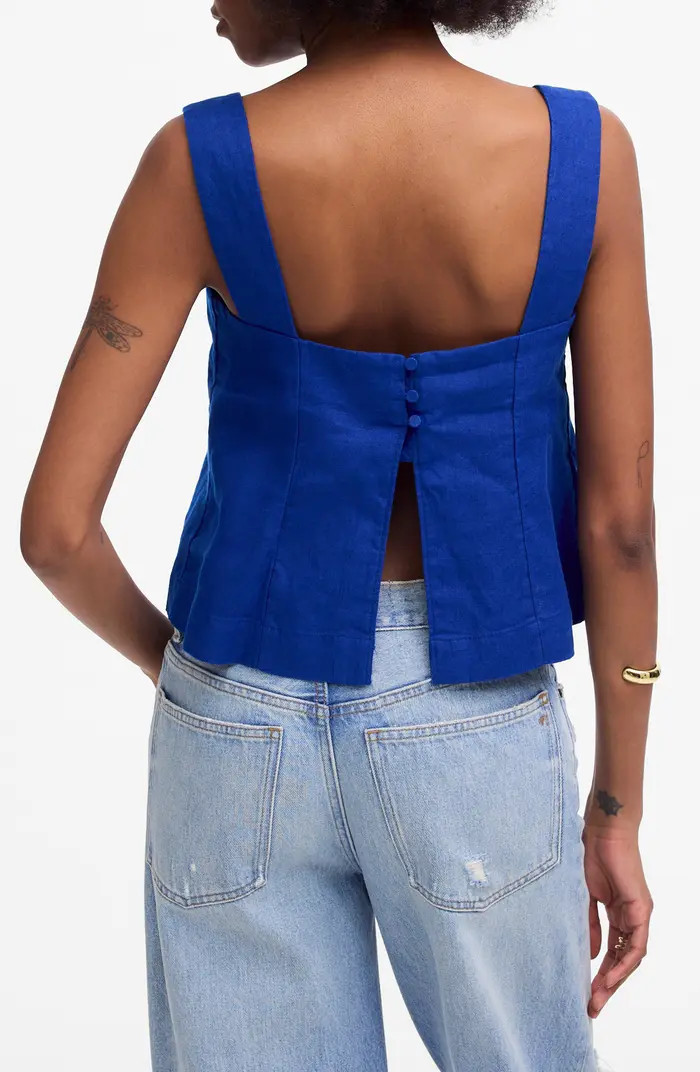 Curved Neck Shell Linen Tank Top | Nordstrom
