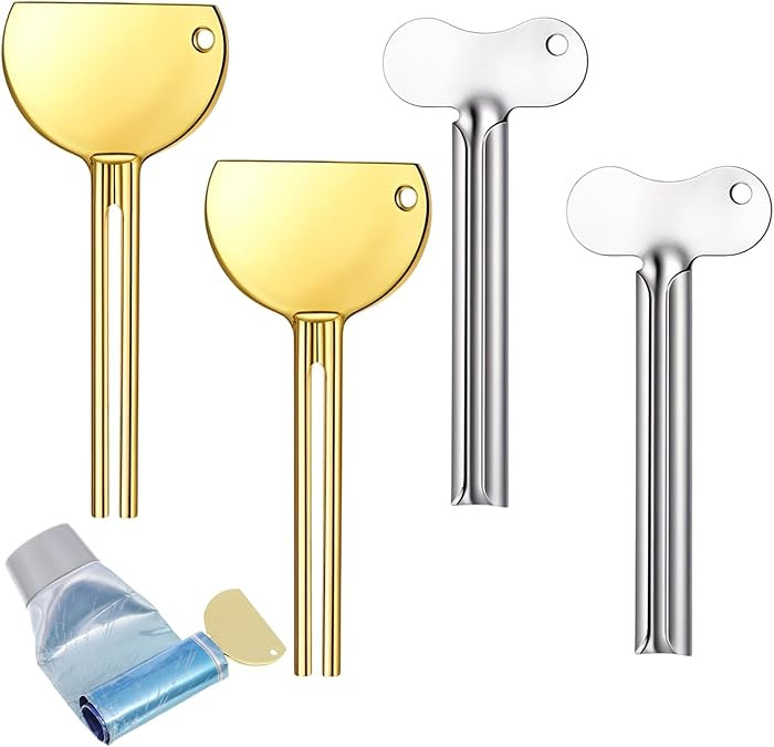 4Pcs Toothpaste Squeezer Lotion Key Metal Tube Squeezer Roller Key Stainless Steel Toothpaste Met... | Amazon (US)