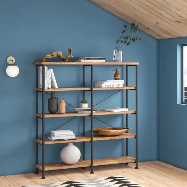 Bustillos 63'' H x 60'' W Steel Etagere Bookcase | Wayfair North America