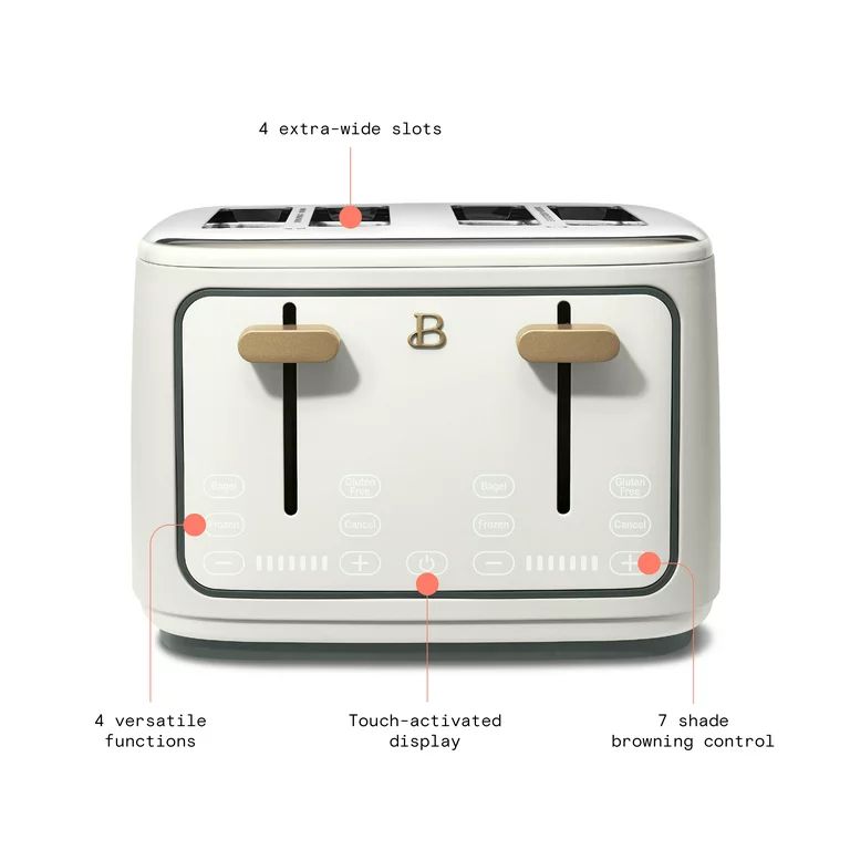 Beautiful 4 Slice Toaster, White Icing by Drew Barrymore | Walmart (US)