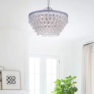 Silver Orchid Crystal 6-light Chandelier with Clear Teardrop Beads | Bed Bath & Beyond