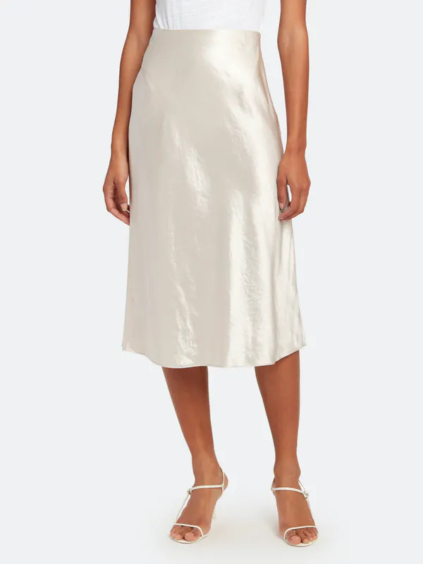 Vince Satin Slip Midi Skirt - White - XXS | Verishop