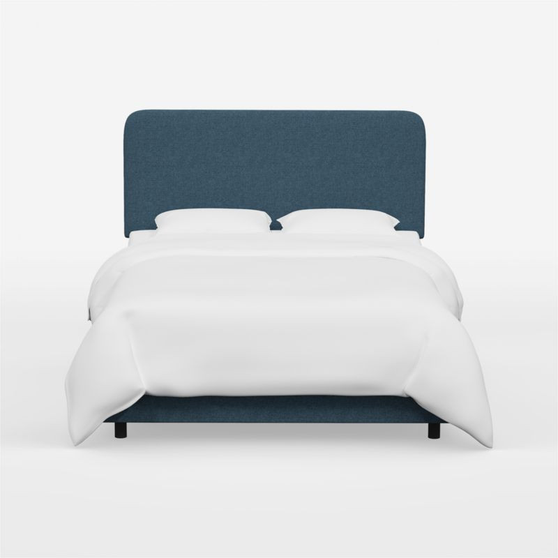 Genevieve Linen Navy Upholstered Queen Bed + Reviews | Crate & Barrel | Crate & Barrel