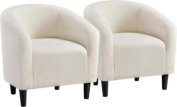 Yaheetech Barrel Chairs, Furry Accent Chairs, Sherpa Chairs with Soft Padded Armrest, Fuzzy Club ... | Amazon (US)
