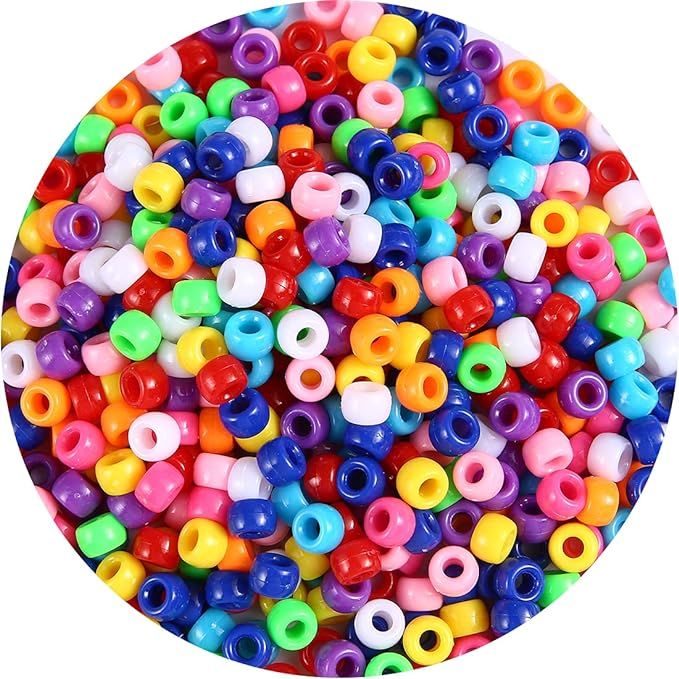 1000+ pcs Pony Beads, Multi-Colored Bracelet Beads, Beads for Hair Braids, Beads for Crafts, Plas... | Amazon (US)