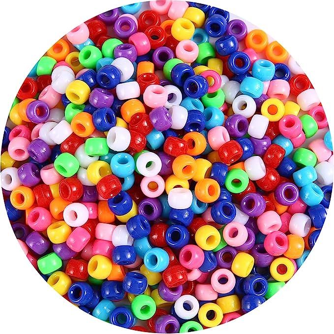 1000+ pcs Pony Beads, Multi-Colored Bracelet Beads, Beads for Hair Braids, Beads for Crafts, Plas... | Amazon (US)