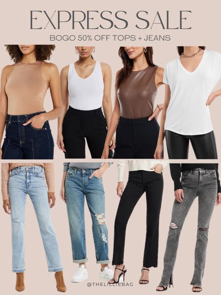 Express BOGO 50% off tops and jeans! 

Tank top. Bodysuit. T-shirt. Denim. Jeans. Casual style. Spring outfits  

#LTKunder100 #LTKstyletip #LTKsalealert