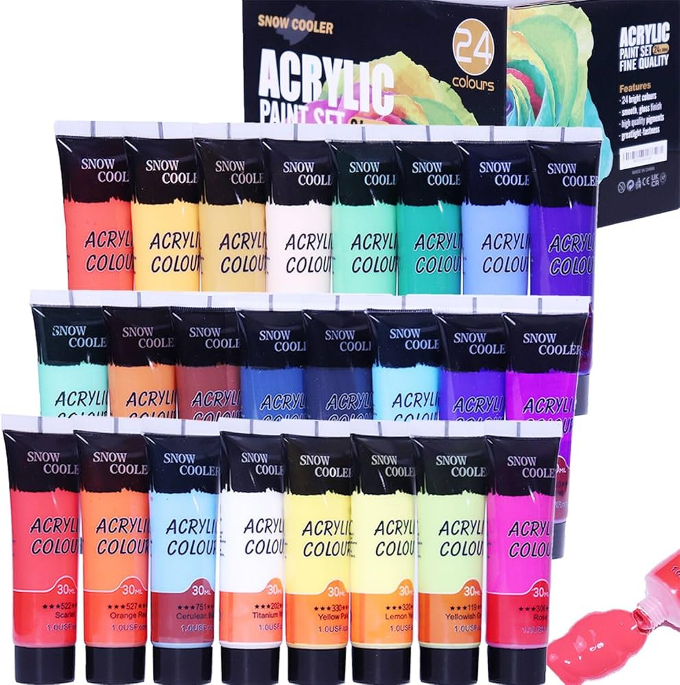 Acrylic Paint Set 24 Colors Acrylic Paints for Painting, Art Craft Paint Gift for Artists Kids Be... | Amazon (US)