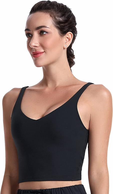Sunzel Workout Tank for Women, Longline Padded Sports Bra Cute Crop Active Tops, Athletic Running... | Amazon (US)