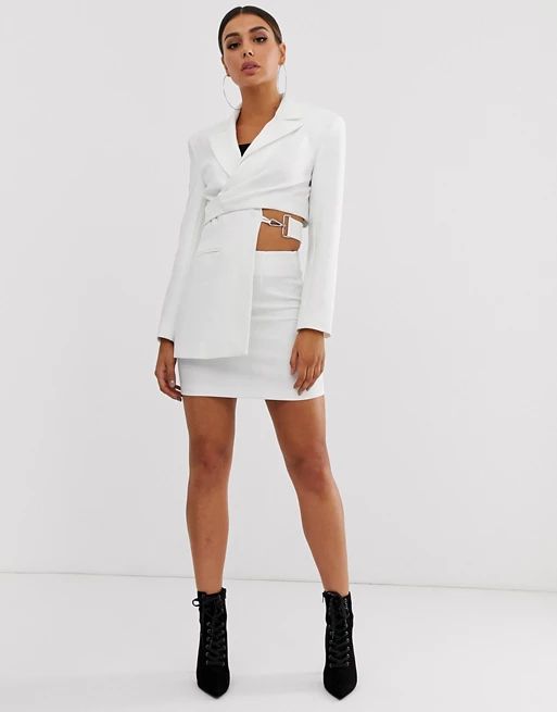 ASOS DESIGN asymmetric suit blazer in white | ASOS UK
