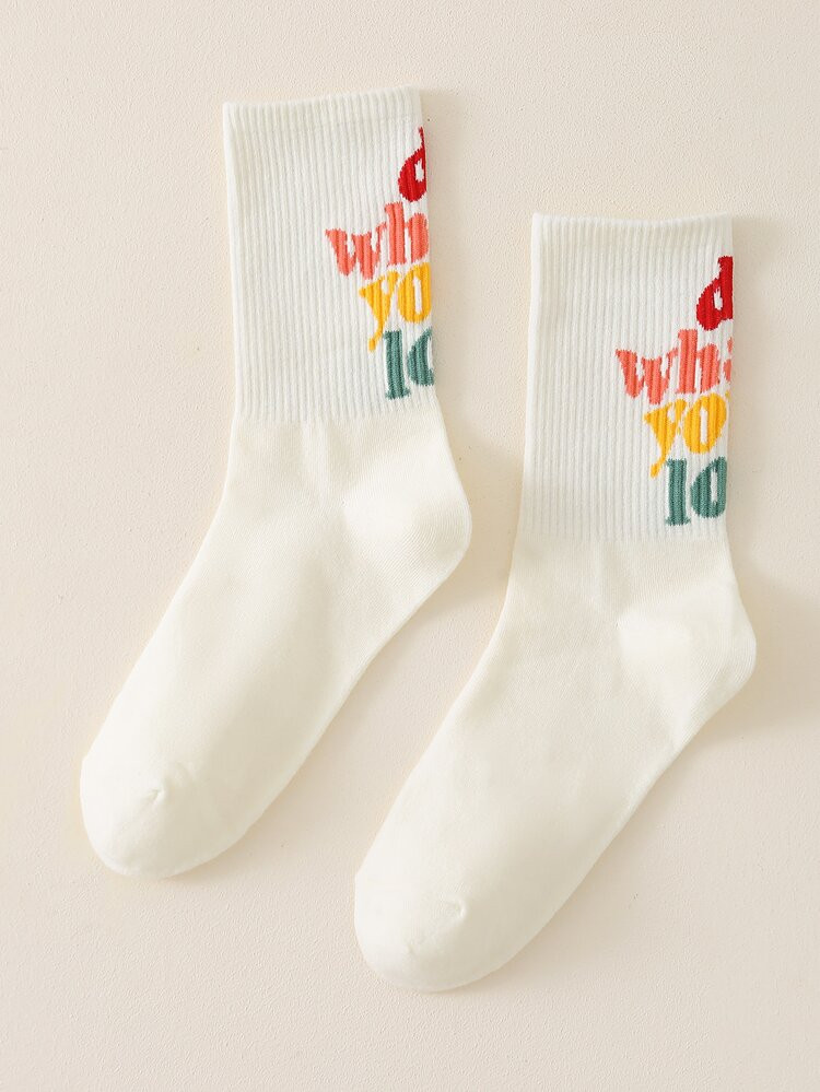 Slogan Graphic Crew Socks | SHEIN