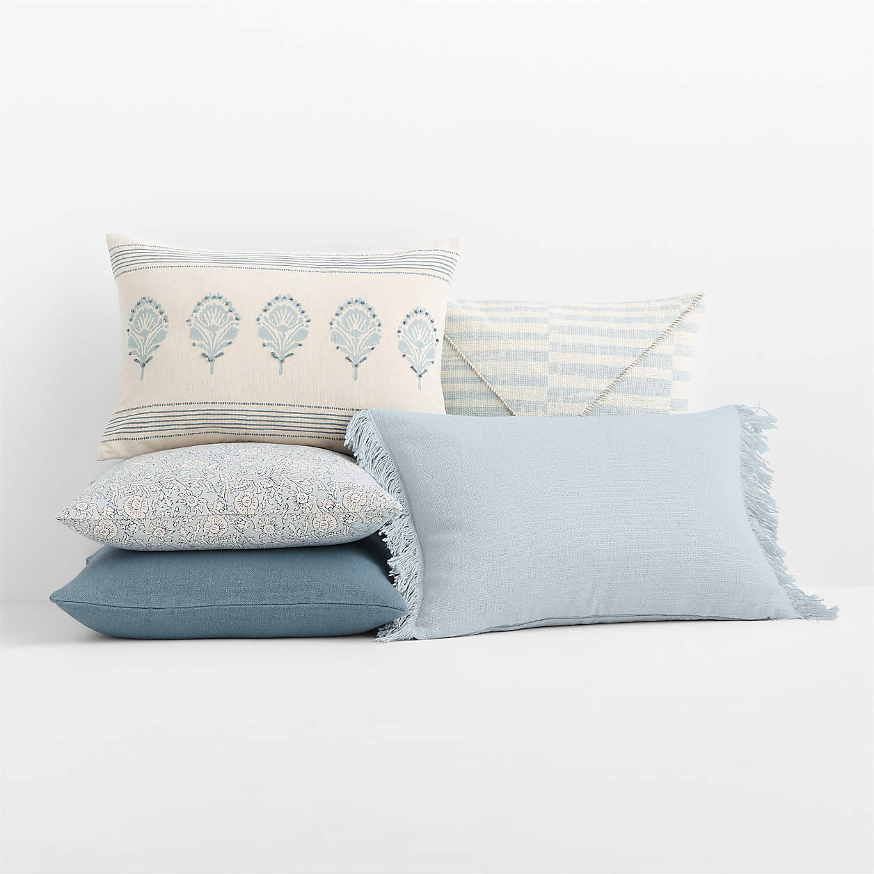 Clare Mudcloth Stripe 20"x20" Pale Blue Throw Pillow Cover | Crate & Barrel | Crate & Barrel