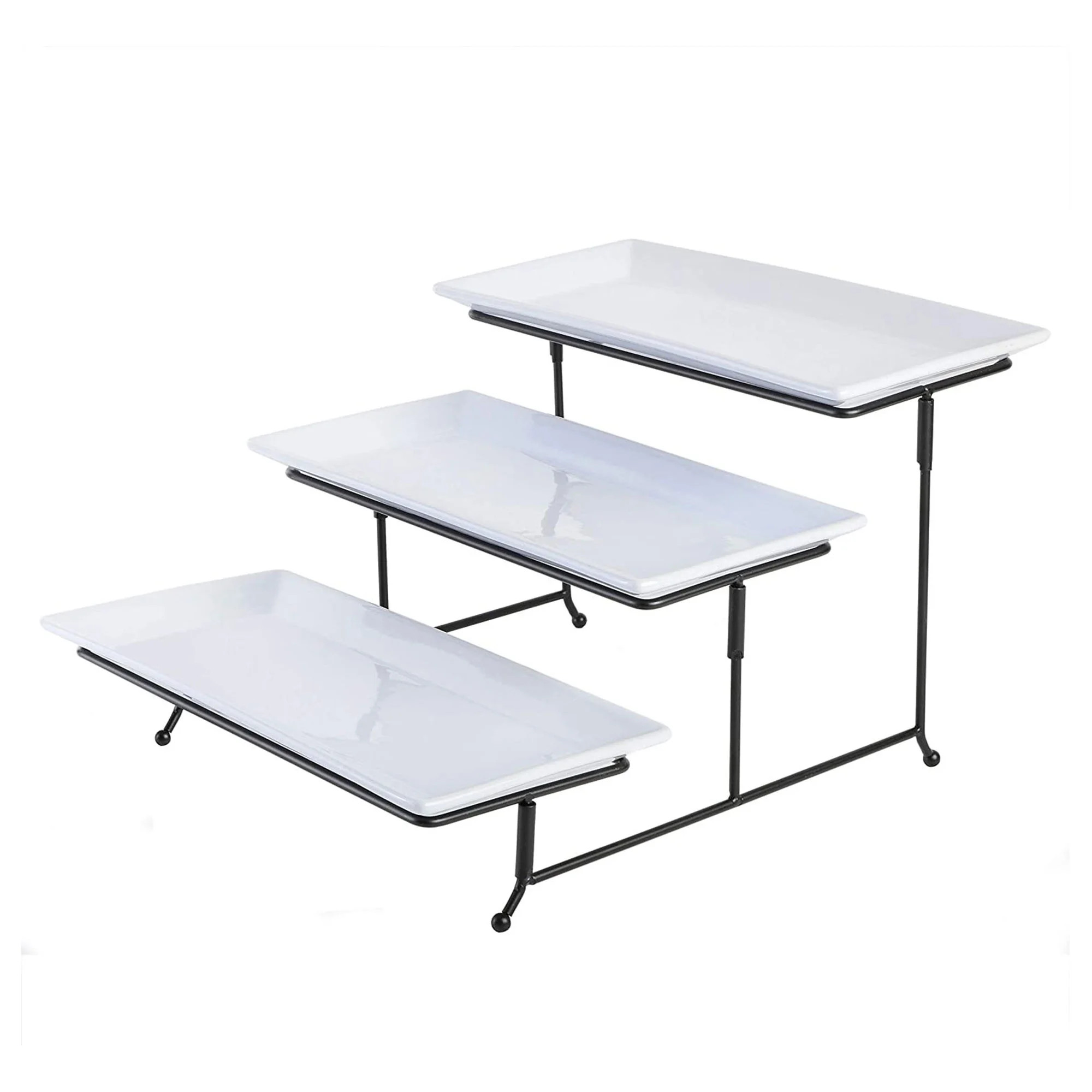 Gibson Elite Gracious Dining 3 Tier Rectangular Serving Platter Stand Set, Black | Walmart (US)