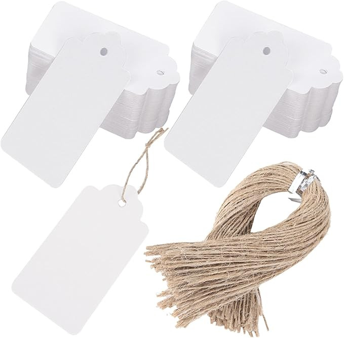 SallyFashion 100pcs Gift Tags with String Attached, 2 x 4 inch Kraft Paper Hang Tags for Clothes ... | Amazon (US)