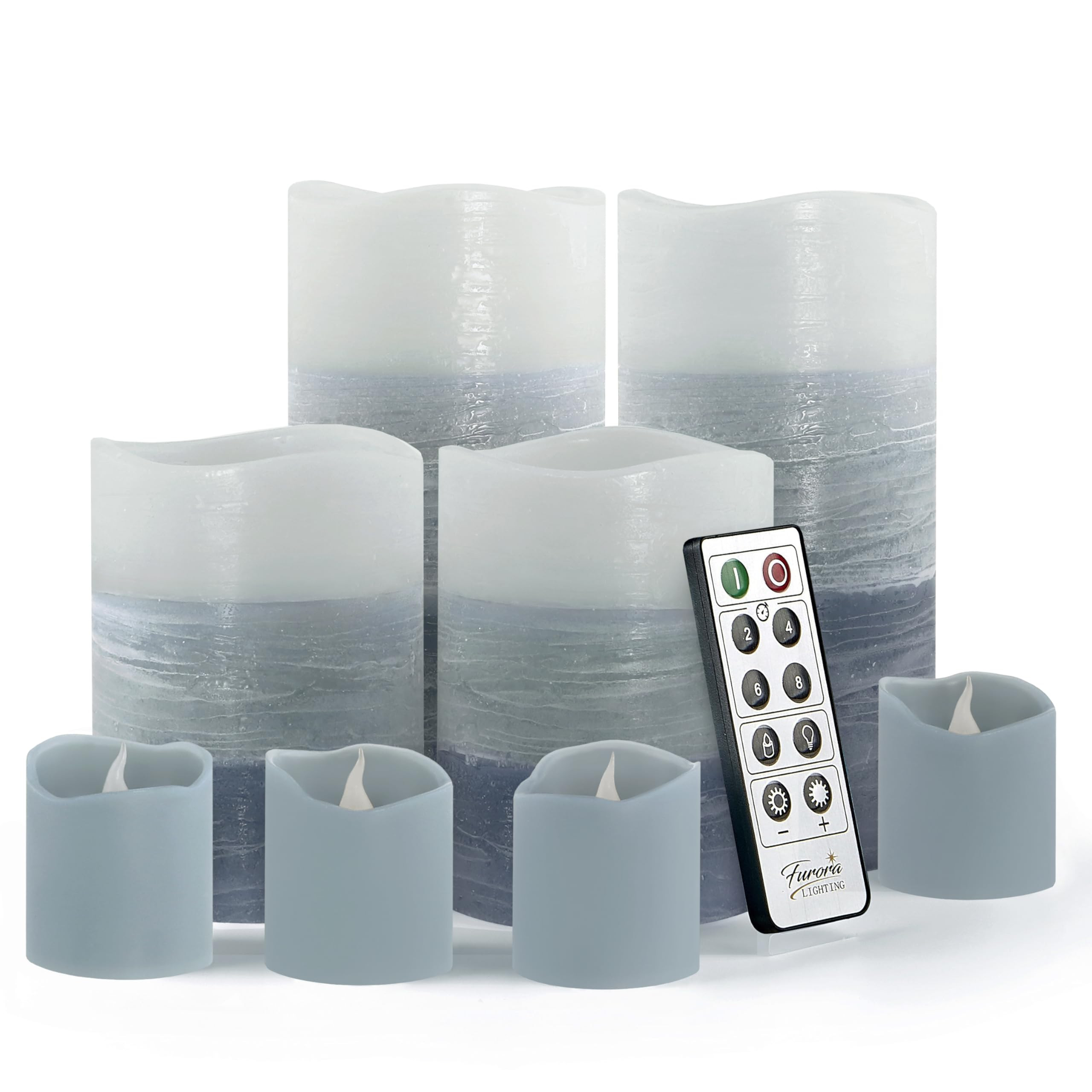 FURORA LIGHTING Blue Ombre Real Wax Flameless Candles with Remote and Timer, 4 Pillars and 4 Votives Pack of 8, LED Flickering Candles for Home Décor, Battery Operated | Amazon (US)
