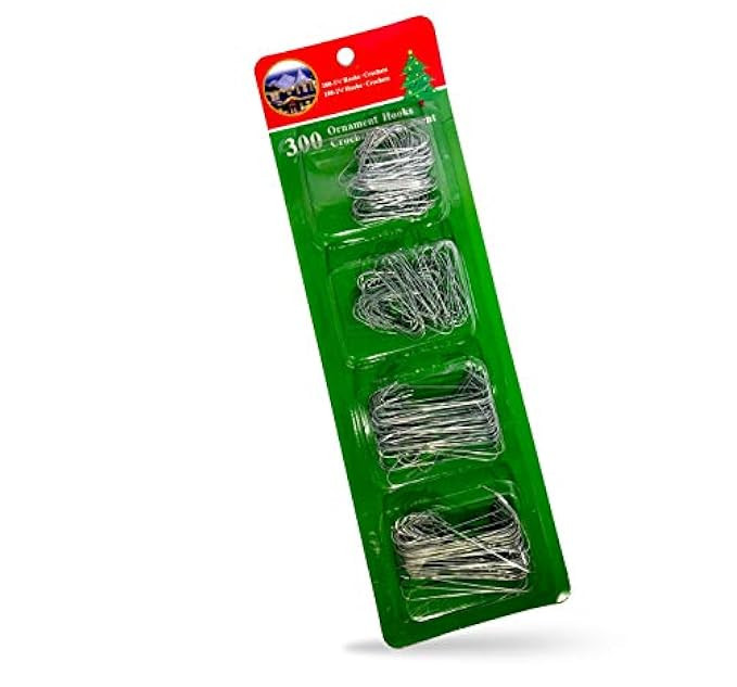 R’ND’s 300 Pack Ornament Hooks Christmas Tree Decorating Hangers- Metal Wire Ornament Hooks for Chri | Amazon (US)