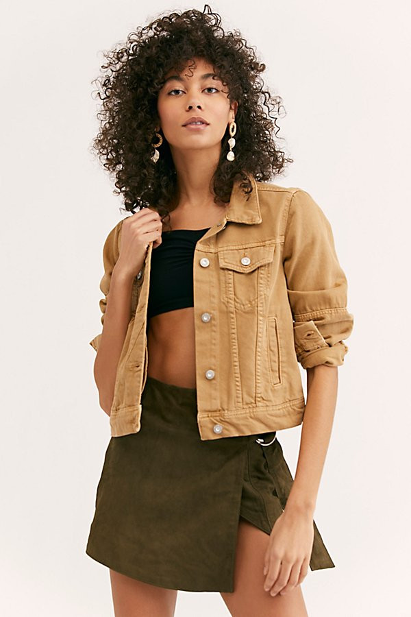 Rumors Denim Jacket by Free People, Warm Sands, XS | Free People (Global - UK&FR Excluded)